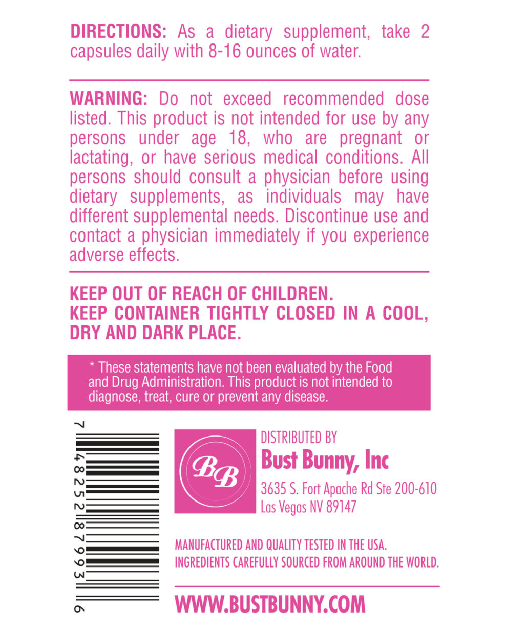 Bust Bunny Breast Enhancement directions